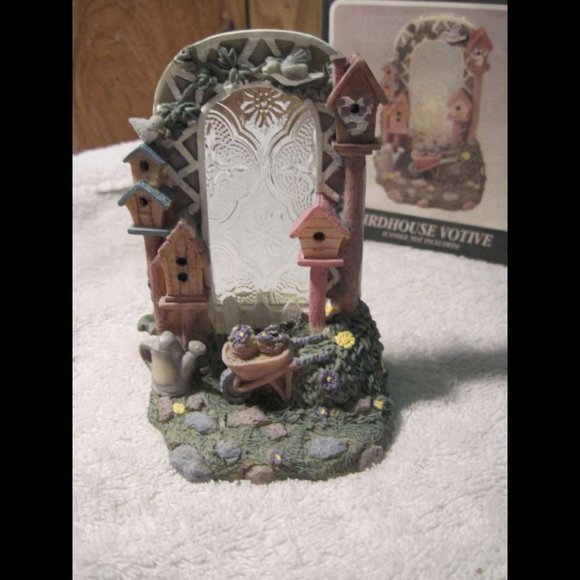 Birdhouse Votive Candle Holder Design Accent Collection Beautiful Detailed Glass - Picture 3 of 6